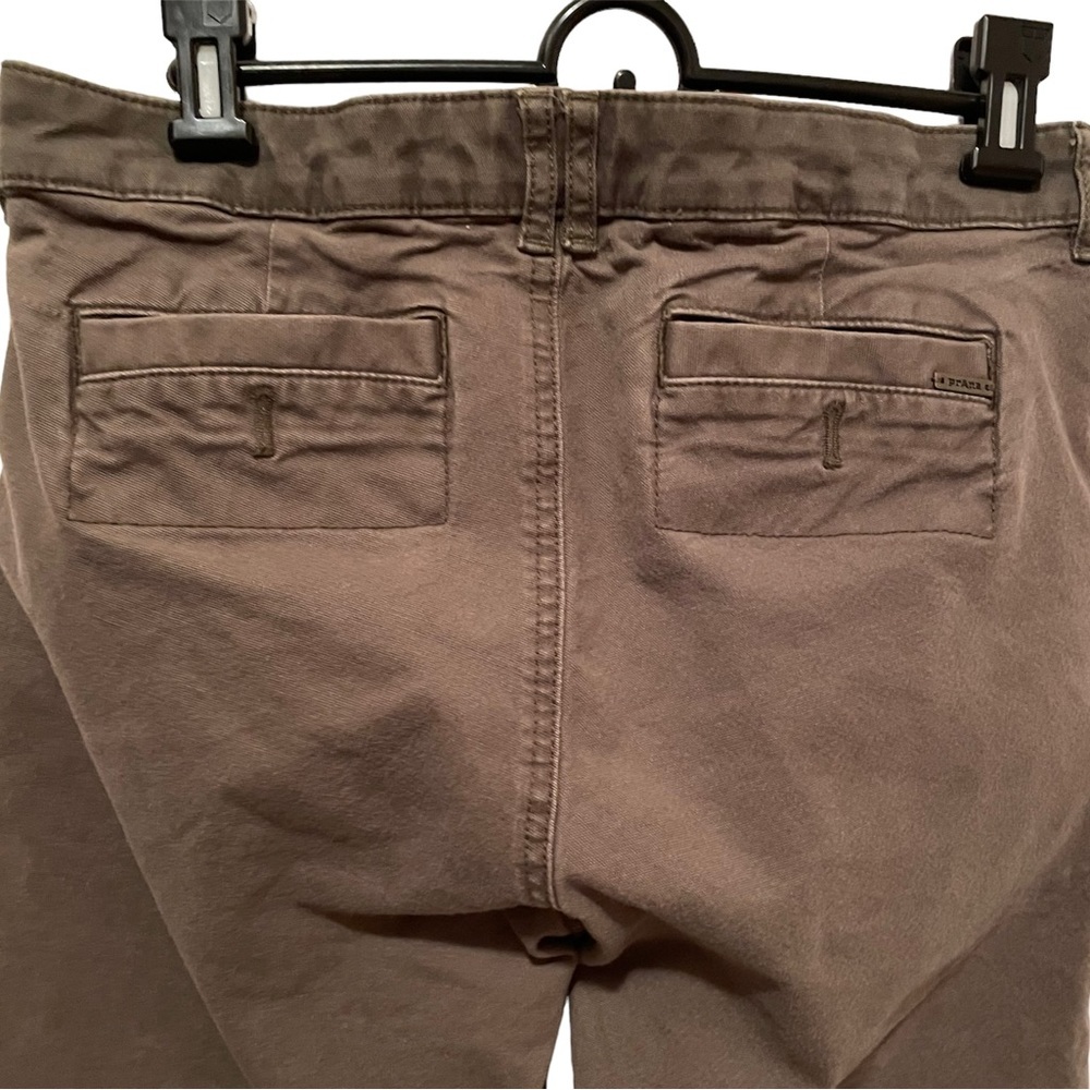 Prana Women’s Cropped Tan Pants Mid Rise Organic Cotton Blend size 6 Snap Fly - Picture 8 of 9
